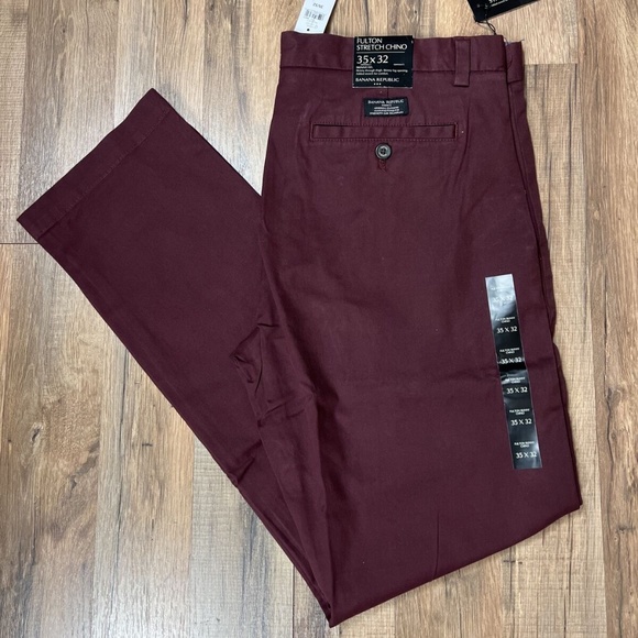 Banana Republic Factory Other - Banana Republic Fulton Stretch Chino Pant Straight Fit Burgundy Size 35 X 32